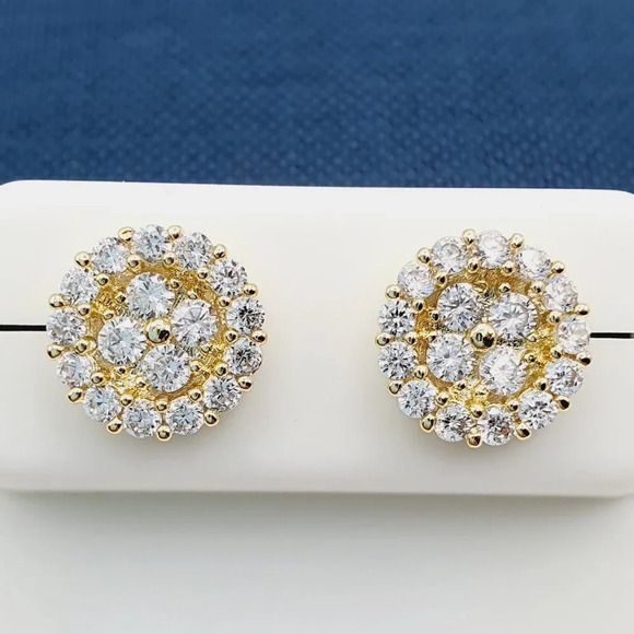"14K Gold Plated Cubic Zircon Earrings, INUS1BR103 - Picture 1 of 9